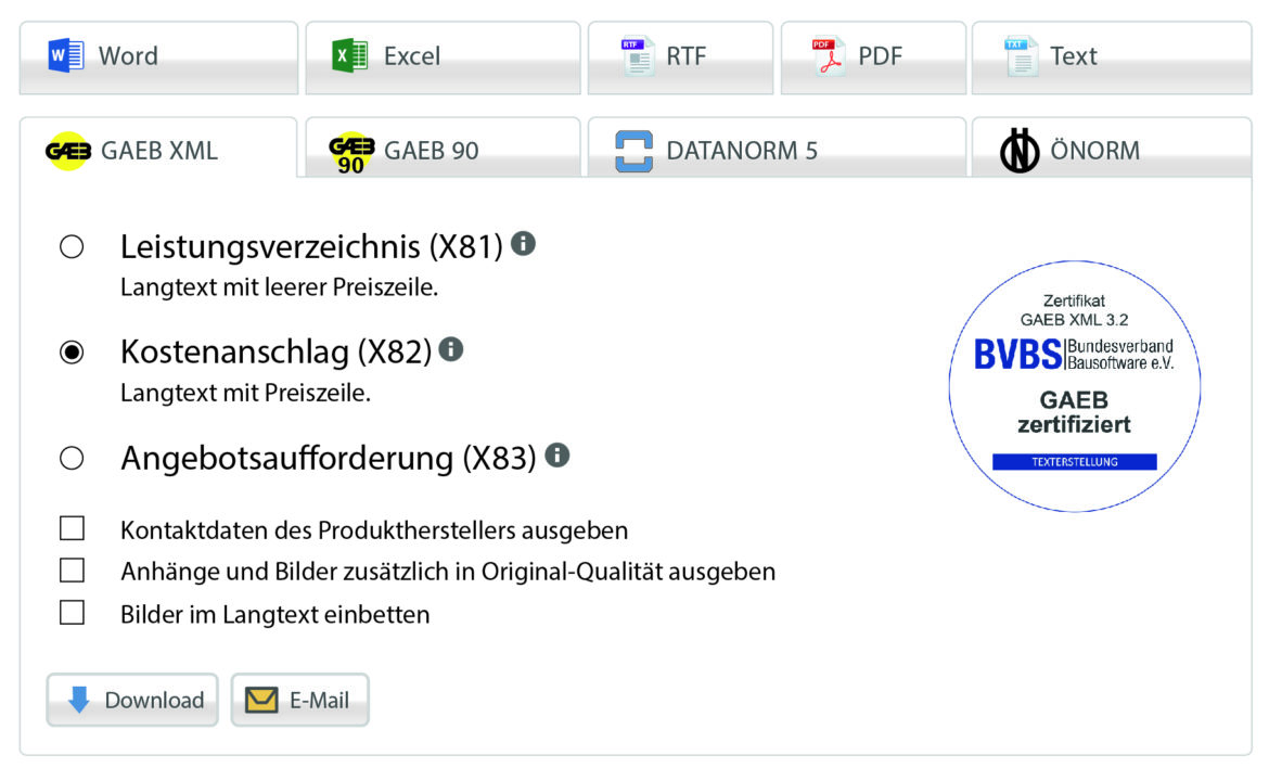 AUSSCHREIBEN.DE im Bereich „Textersteller“ GAEB-zertifiziert